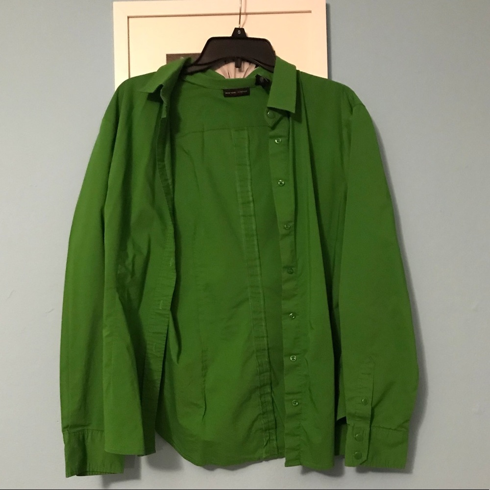 Green button down